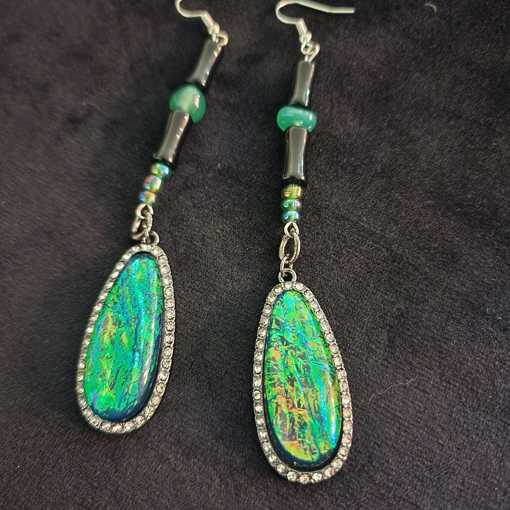 Vibrant Teal and Silver Dangle Earrings